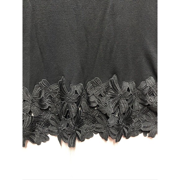 Lane Bryant Sweater Size 22/24 Black Laser Cut Floral Embroidered Hem - Picture 2 of 13